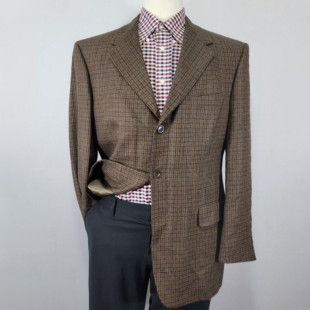 Hart Schaffner Marx Men's‎ Sport Coat Blazer Three Button Flannel Brown 41R